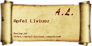 Apfel Líviusz névjegykártya